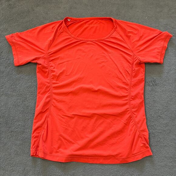 Schoffel Red Short Sleeve Ruched Sides Workout Pullover T-Shirt Women's Size 40 - Picture 1 of 8